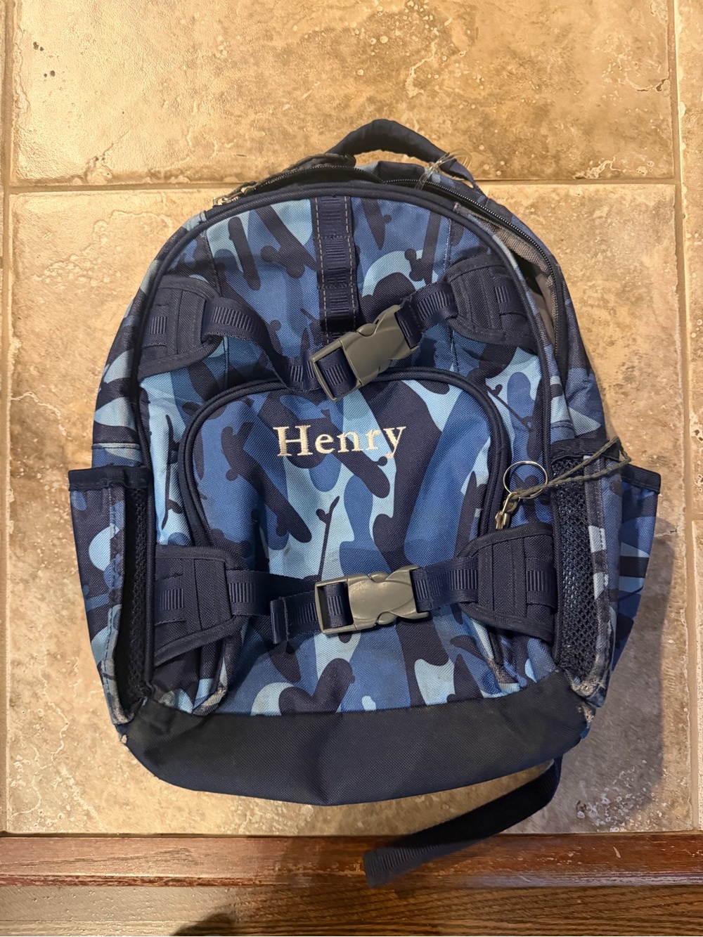 Pottery Barn Kids Mackenzie Navy Skateboard Camo Backpack Small - HENRY - 9903V